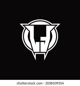 LT Logo monogram with circle rounded shape design template on black background