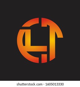 LT Logo monogram with cutting line style isolated on colors