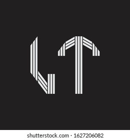 LT Logo monogram with outline style linked isolated on black background