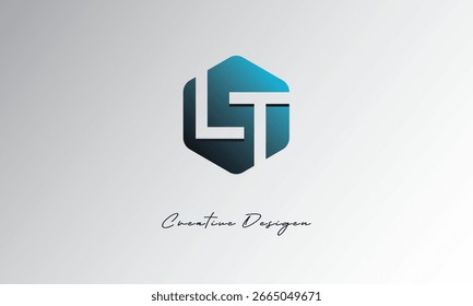 LT Minimal Polygon Shape Abstract Negative Space Symbol for Branding Use"
