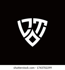 Logotipo de monograma LT con plantilla de diseño de estilo de escudo moderno aislado en fondo negro