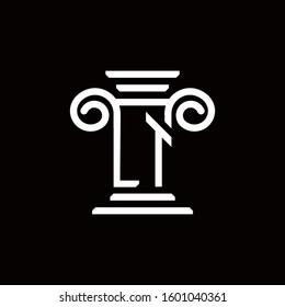 LT monogram logo with pillar style design template