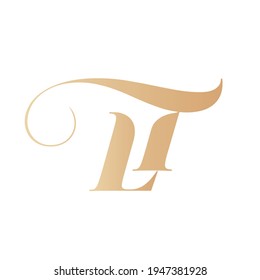 Lt Monogram Logotypographic Signature Iconserif Letter Stock Vector ...