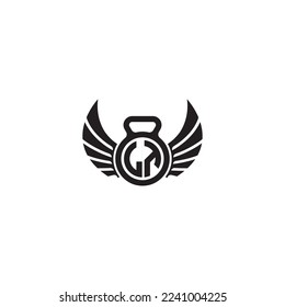LT simple fitness gym concept in high quality professional design that will print well across any print media