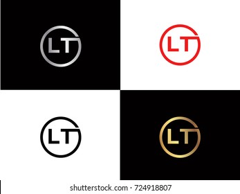LT text gold black silver modern creative alphabet letter logo design vector icon

