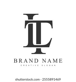 LT trendy logotype template. Initial letter l and t classic font style. Creative logo for company name or identity. Vector illustration.