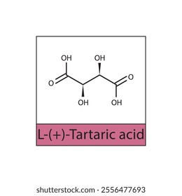 L-(+)-Tartaric acid skeletal structure diagram. compound molecule scientific illustration.