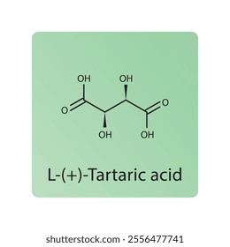 L-(+)-Tartaric acid skeletal structure diagram. compound molecule scientific illustration.