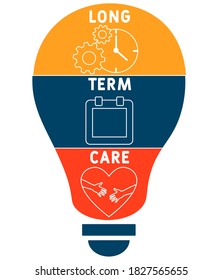 LTC - Long Term Care acronym, medical concept background. vector illustration concept with keywords and icons. lettering illustration with icons for web banner, flyer, landing page