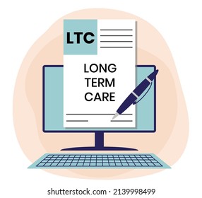 LTC - Long Term Care acronym, medical concept background. vector illustration concept with keywords. lettering illustration with icons for web banner, flyer, landing page