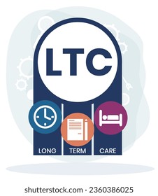 LTC - Long Term Care acronym, medical concept background. vector illustration concept with keywords. lettering illustration with icons for web banner, flyer, landing page