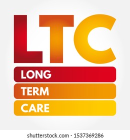 LTC Long Term Care - variety of services designed to meet a person's health or personal care needs during a short or long period of time, acronym text concept background