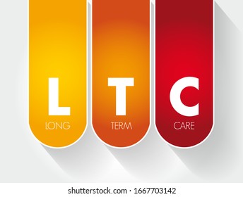 LTC Long Term Care - variety of services designed to meet a person's health or personal care needs during a short or long period of time, acronym text concept background