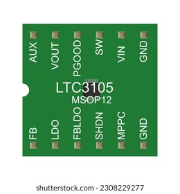 LTC3105 MSOP-12 package vector illustration - Useful for graphic designers working on power management-related projects