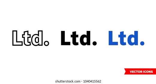 Ltd icon of 3 types: color, black and white, outline. Isolated vector sign symbol.