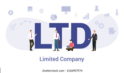 ltd limited time company concept with big word or text and team people with modern flat style - vector