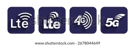 LTE 4G 5G Network Icons Set – Mobile Internet Connection Speed Symbol Vector Illustration
