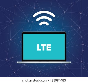 lte 4g sinal de conexão de internet com wifi e laptop com conexão ponto vetor gráfico ilustração