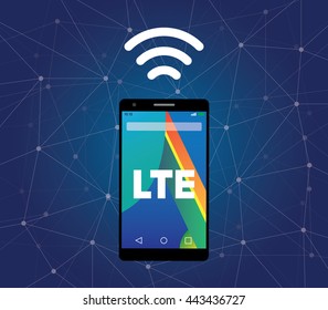 lte sign signal symbol with smartphone and wifi vector graphic illustration
