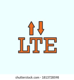 lte, signal, arrows color vector icon, vector illustration