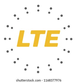 LTE wireless mobile internet standart flat emblem with abstract geometric  background. space and stars. Base stations firework . Fourth generation modem 