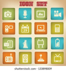 lti media icon set,vintage style,vector