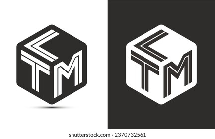 LTM letter logo design with illustrator cube logo, vector logo modern alphabet font overlap style. Premium Business logo icon. White color on black background