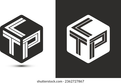 LTP letter logo design with illustrator cube logo, vector logo modern alphabet font overlap style. Premium Business logo icon. White color on black background