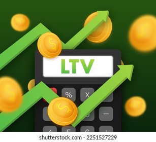 LTV - Lifetime Value sign, label, Loan to value. Geschäftskonzept. Vektorgrafik.