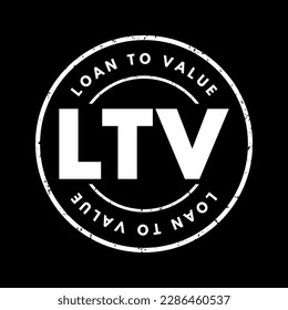 LTV Loan to Value - ratio of a loan to the value of an asset purchased, acronym text stamp