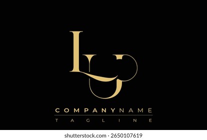LU Abstract Creative Jewelry Logo. A stylish logo featuring golden monogram initials in an elegant and modern typography, perfect for branding