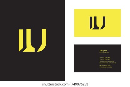 LU bold letter joint logo design vector with business card template