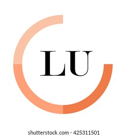 LU business logo icon design template elements. Orange color vectors. Design identity in circle. Alphabet letter