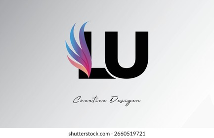 LU Feather Gradient Logo – Monograma de ala elegante para marca moderna y diseño de identidad visual