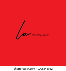 Texto inicial de escritura a mano LU con monograma de belleza y diseño elegante de logotipo 