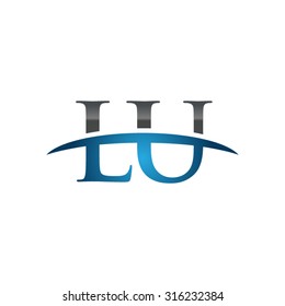 LU initial company blue swoosh logo