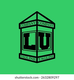 LU Initial Explore this unique collection of alphabet house logos, featuring stylish letter combinations inside a geometric house outline. Perfect for branding, graphic design projects