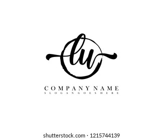 LU initial handwriting logo circle template vector