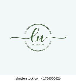 LU Initial handwriting logo vector