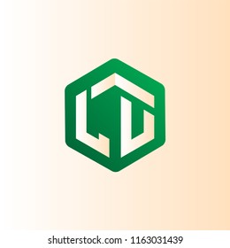 LU Initial letter hexagonal logo vector