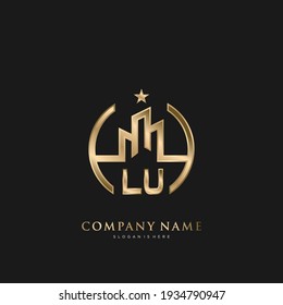 LU Initial Letter Real Estate Luxury house Logo Vector art for Business, Building, Architecture
