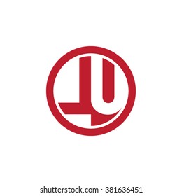 LU initial letters circle business logo red