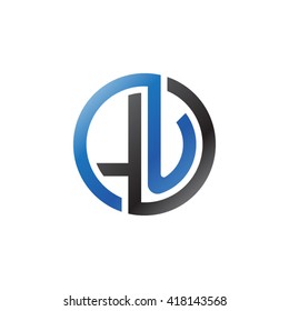 LU initial letters looping linked circle logo blue black