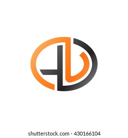 LU initial letters looping linked ellipse logo orange black