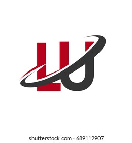 LU initial logo company name colored red and black swoosh design, isolated on white background. vector logo for business and company identity.