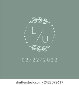 LU initial modern monogram wedding with creative circle line
