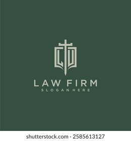 LU initial monogram for law firm with sword and shield logo image