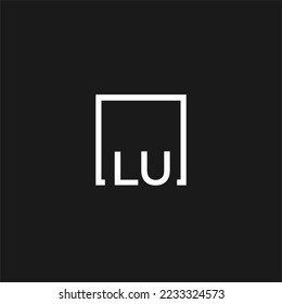 LU initial monogram logo with square style design