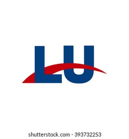 LU initial overlapping swoosh letter logo blue red