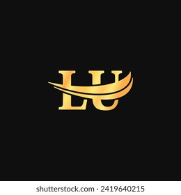 L.U letter initial Logo Monogram Minimalist luxury serif Logotype vector of business name royal art design